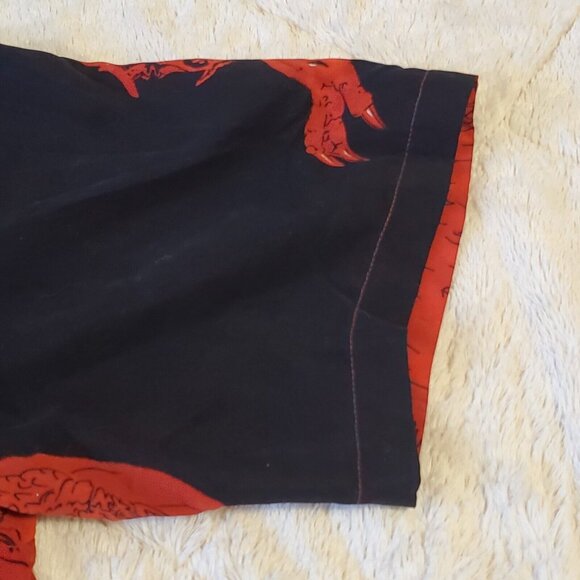 Sword Anime Dragon Cartoon Samurai Sword red Graphic Button Up 2XL - Picture 7 of 13